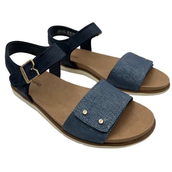 DR. SCHOLLS NICELY SUN ANKLE STRAP SANDALS OXIDE BLUE FAUX LEATHER WOMENS 9M - Picture 6 of 8